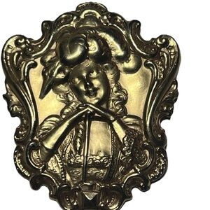 Gold tone Ornate Brooch with Baroque Design